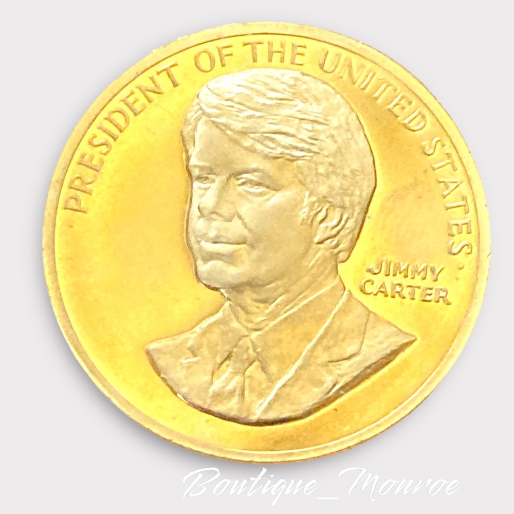 Jimmy Carter Gold Plated Bronze Medal 1 5/16 Inch